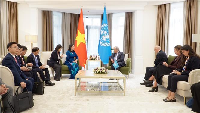 Phó Chủ tịch nước Võ Thị Ánh Xuân gặp Tổng Thư ký LHQ, tiếp Tổng Thư ký CICA và Chủ tịch HĐBT Togo Chú thích ảnh