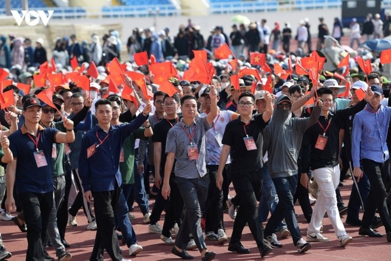 A mass participation block representing the Vietnamese people marches in Hanoi during the grand celebration marking the 80th anniversary of Vietnam’s National Day in 2025 A mass participation block representing the Vietnamese people marches in Hanoi during the grand celebration marking the 80th anniversary of Vietnam’s National Day in 2025