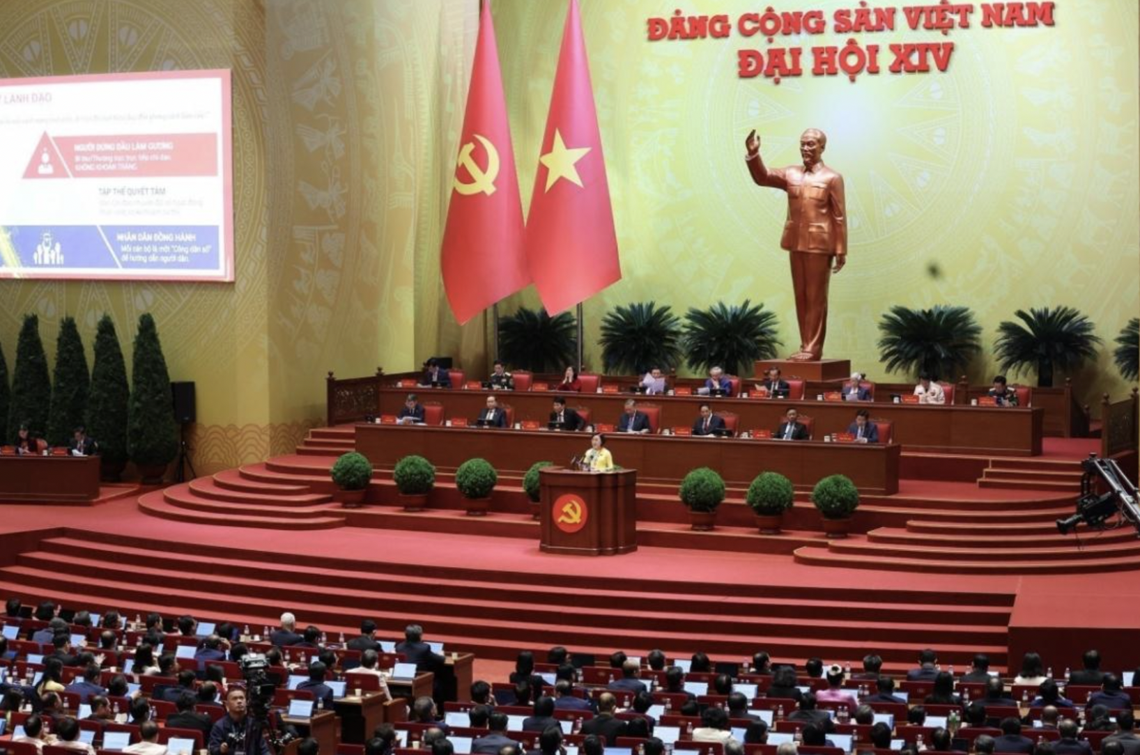 Ảnh minh hoạ: Đại hội đại biểu toàn quốc lần thứ XIV của Đảng tại Hội trường thảo luận về các văn kiện Đại hội.