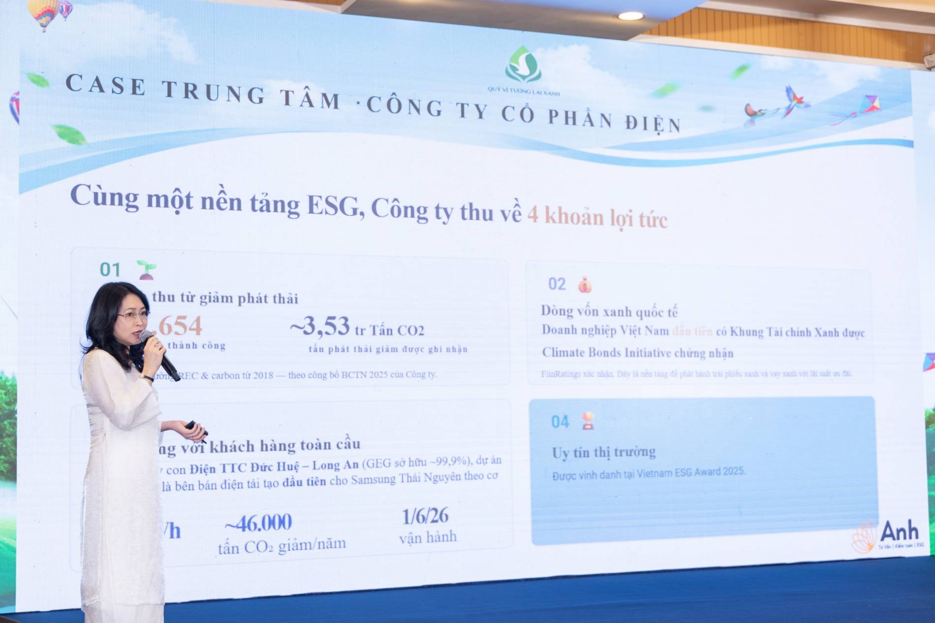 Bà Nguyễn Thị Mai Anh – Tổng Giám đốc Công ty TNHH Tư vấn và Kiểm toán Anh (ACAC) chia sẻ về những sai lầm phổ biến khi doanh nghiệp vừa và nhỏ (SME) mới tiếp cận ESG, các bước thực tế có thể bắt đầu ngay mà không đòi hỏi đầu tư lớn. Bà Nguyễn Thị Mai Anh – Tổng Giám đốc Công ty TNHH Tư vấn và Kiểm toán Anh (ACAC) chia sẻ về những sai lầm phổ biến khi doanh nghiệp vừa và nhỏ (SME) mới tiếp cận ESG, các bước thực tế có thể bắt đầu ngay mà không đòi hỏi đầu tư lớn.