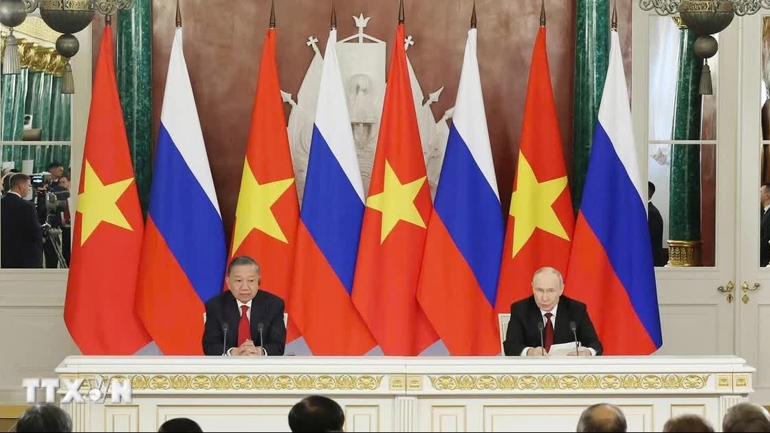 Tổng Bí thư, Chủ tịch nước Tô Lâm và Tổng thống Nga Putin phát biểu với báo chí