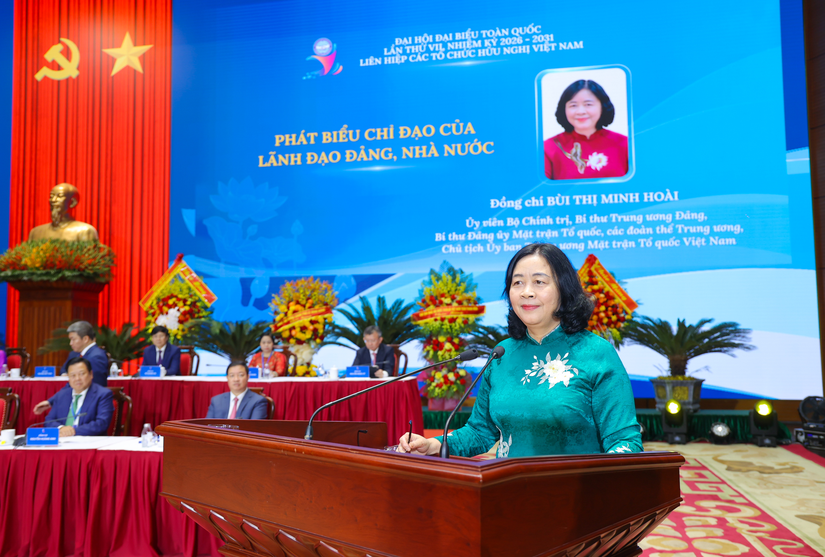 Đồng chí Bùi Thị Minh Hoài, Ủy viên Bộ Chính trị, Bí thư Trung ương Đảng, Bí thư Đảng ủy Mặt trận Tổ quốc, các đoàn thể trung ương, Chủ tịch Ủy ban Trung ương Mặt trận Tổ quốc Việt Nam. (Ảnh: Đinh Hòa)