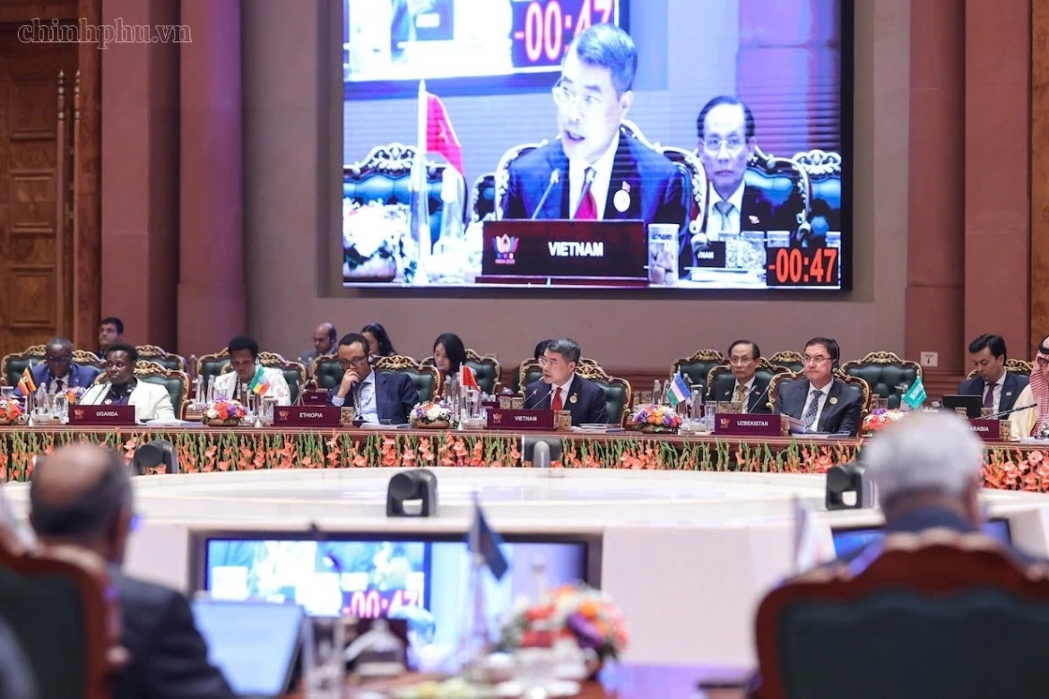 Vietnamese Prime Minister Le Minh Hung speaks at the 18 BRICS Summit in New Delhi, India. Vietnamese Prime Minister Le Minh Hung speaks at the 18 BRICS Summit in New Delhi, India.
