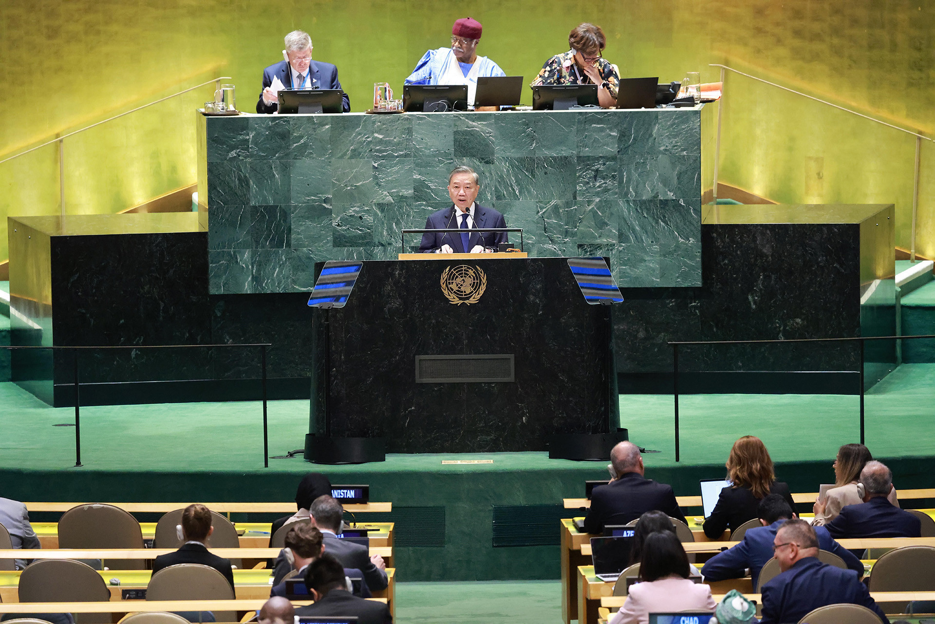 Vietnam's Communist Party General Secretary and State President To Lam addresses the Summit of the Future during the 79th session of the UN General Assembly in September 2024. Photo: VNA Vietnam's Communist Party General Secretary and State President To Lam addresses the Summit of the Future during the 79th session of the UN General Assembly in September 2024. Photo: VNA