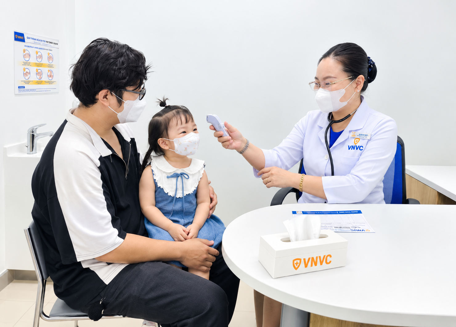 Tại Cần Thơ, nhiều trẻ cũng được ba mẹ đưa đến VNVC Bình Thủy khám và tiêm vắc xin tay chân miệng trước khi đi học. Ảnh: Lâm Anh Tại Cần Thơ, nhiều trẻ cũng được ba mẹ đưa đến VNVC Bình Thủy khám và tiêm vắc xin tay chân miệng trước khi đi học. Ảnh: Lâm Anh