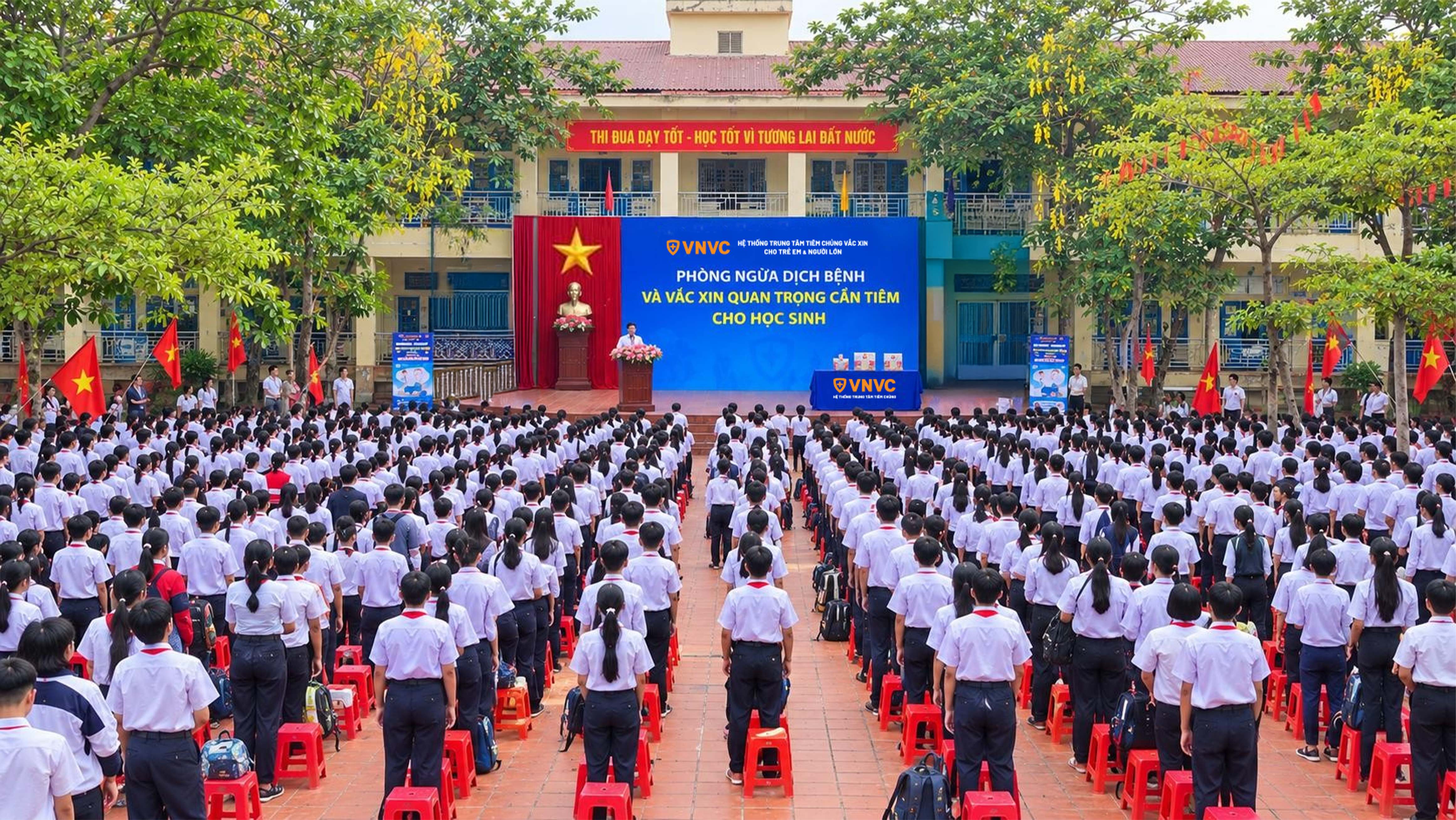 Trong những năm qua, VNVC cũng tổ chức nhiều chương trình tư vấn học đường về bệnh truyền nhiễm, tiêm vắc xin cho học sinh tại các trường học trên toàn quốc. Ảnh: Mộc Thảo