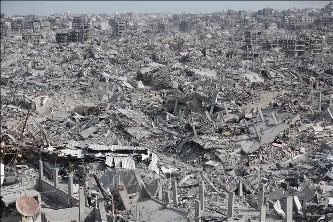 Cảnh tàn phá do xung đột tại Dải Gaza. Ảnh: IRNA/TTXVN Cảnh tàn phá do xung đột tại Dải Gaza. Ảnh: IRNA/TTXVN