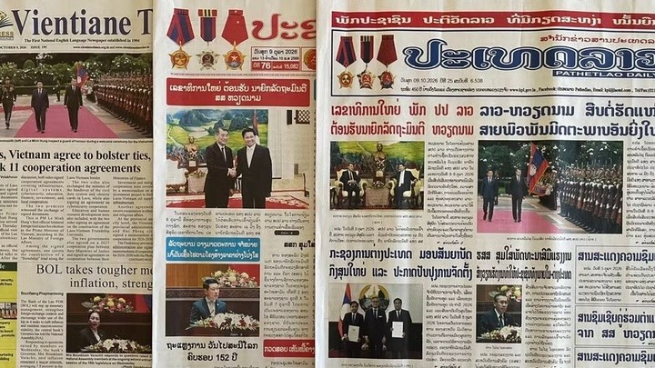 ប្រព័ន្ធផ្សព្វផ្សាយឡាវ និងកម្ពុជា សង្កត់ធ្ងន់លើលទ្ធផលជាក់ស្តែងពីដំណើរទស្សនកិច្ចរបស់នាយករដ្ឋមន្ត្រី Le Minh Hung