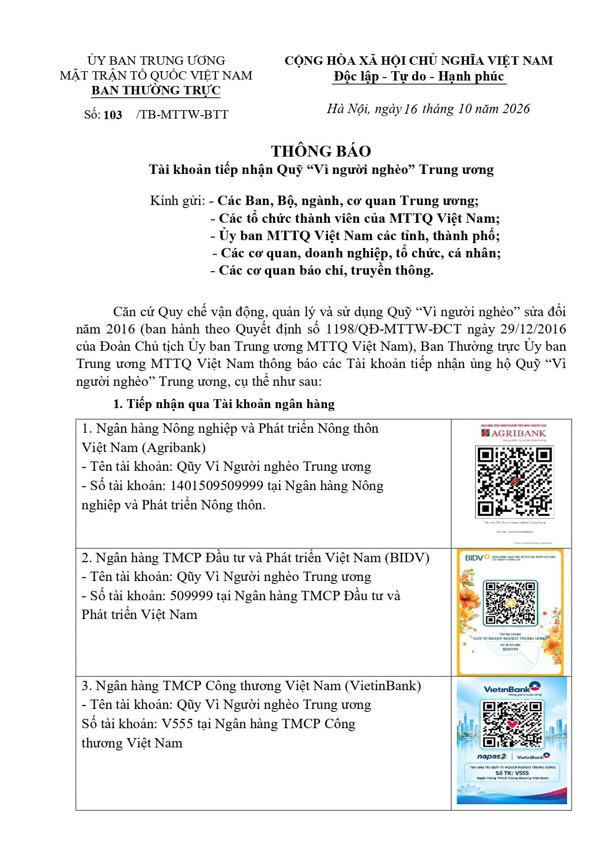 Chủ tịch Ủy ban Trung ương Mặt trận Tổ quốc Việt Nam gửi Thư kêu gọi ủng hộ, giúp đỡ người nghèo