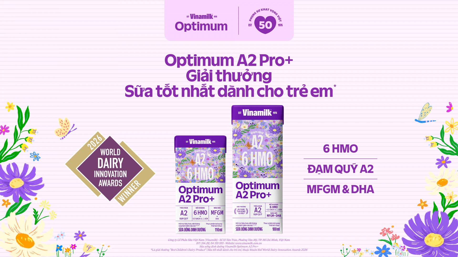 Cụm 5 (Báo chọn một ảnh): Liên tục cải tiến công thức hướng đến chuẩn vàng sữa mẹ, Vinamilk Optimum A2 Pro+ được vinh danh là Sữa tốt nhất dành cho trẻ em và Thương hiệu quốc gia năm 2026 (Ảnh: Minh Anh).