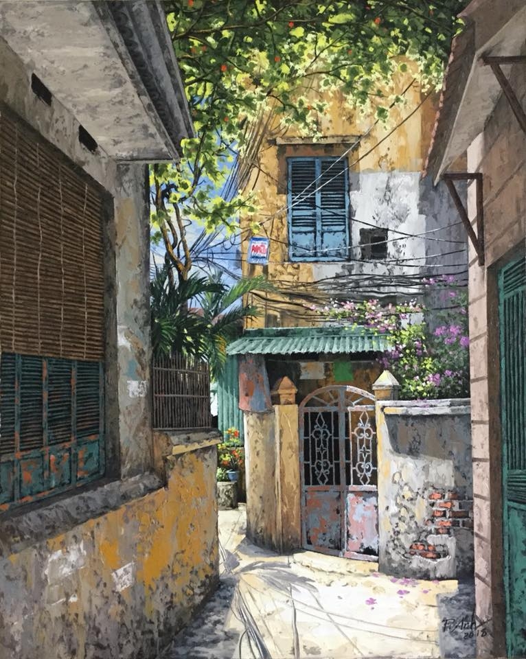 "Thổi hồn" cho các con ngõ phố Hà Nội qua tranh của họa sĩ Phạm Ánh thoi hon cho cac con ngo pho ha noi qua tranh cua hoa si pham anh