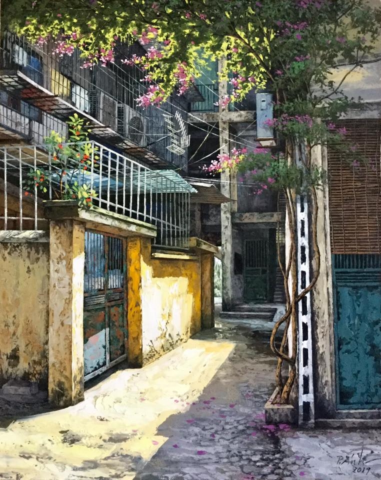 "Thổi hồn" cho các con ngõ phố Hà Nội qua tranh của họa sĩ Phạm Ánh thoi hon cho cac con ngo pho ha noi qua tranh cua hoa si pham anh