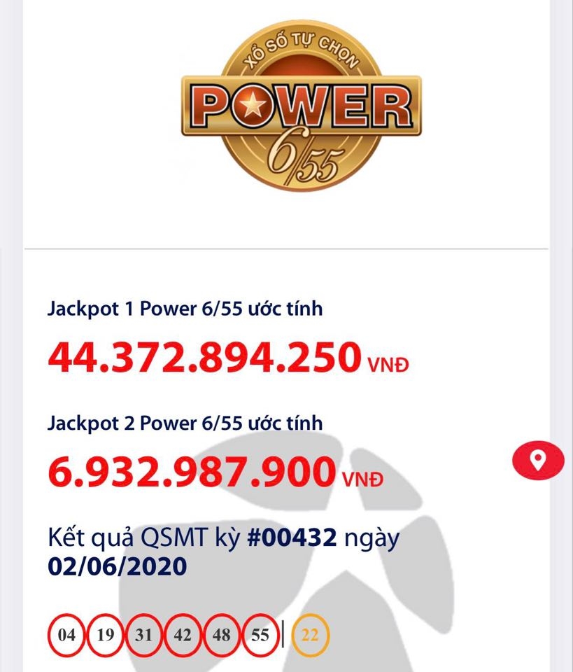 Kết quả xổ số Vietlott Power 6/55 tối ngày 2/6/2020: Ai vừa trúng hơn 48 tỉ đồng? ket qua xo so vietlott power 655 toi ngay 262020 ai vua trung hon 48 ti dong