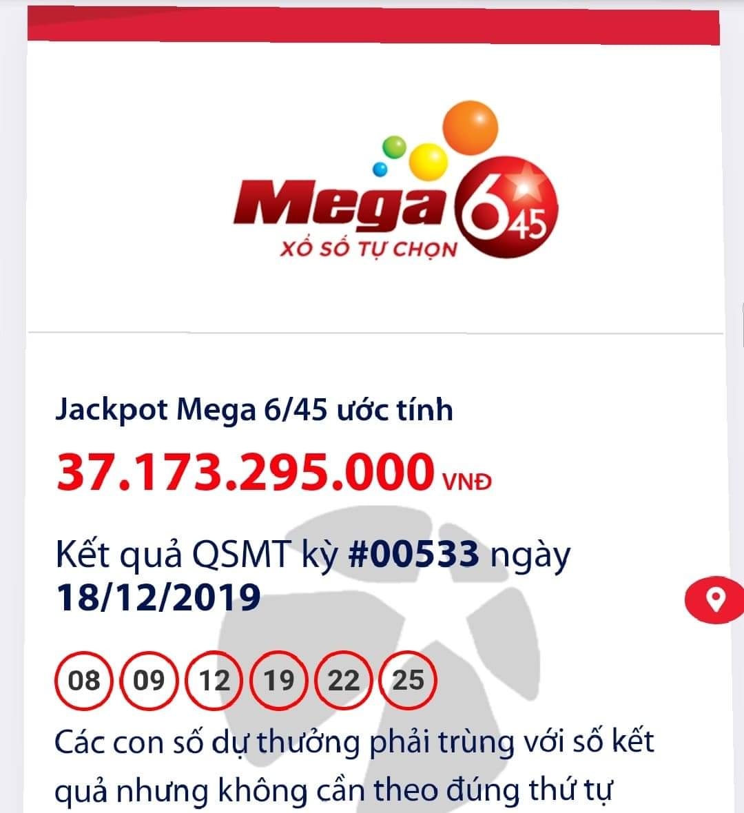 Kết quả xổ số Vietlott Mega 6/45 ngày 18/12/2019: Hơn 35 tỉ đồng bị từ chối? ket qua xo so vietlott mega 645 ngay 18122019 hon 35 ti dong bi tu choi