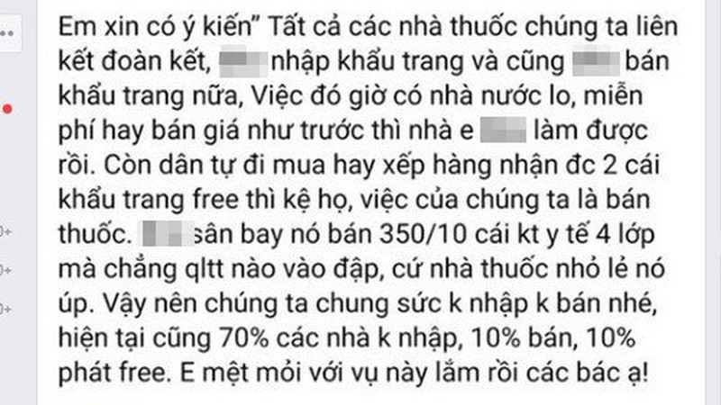 Cơ quan chức năng vào cuộc về tin kêu gọi không bán khẩu trang trên facebook co quan chuc nang vao cuoc ve tin keu goi khong ban khau trang tren facebook