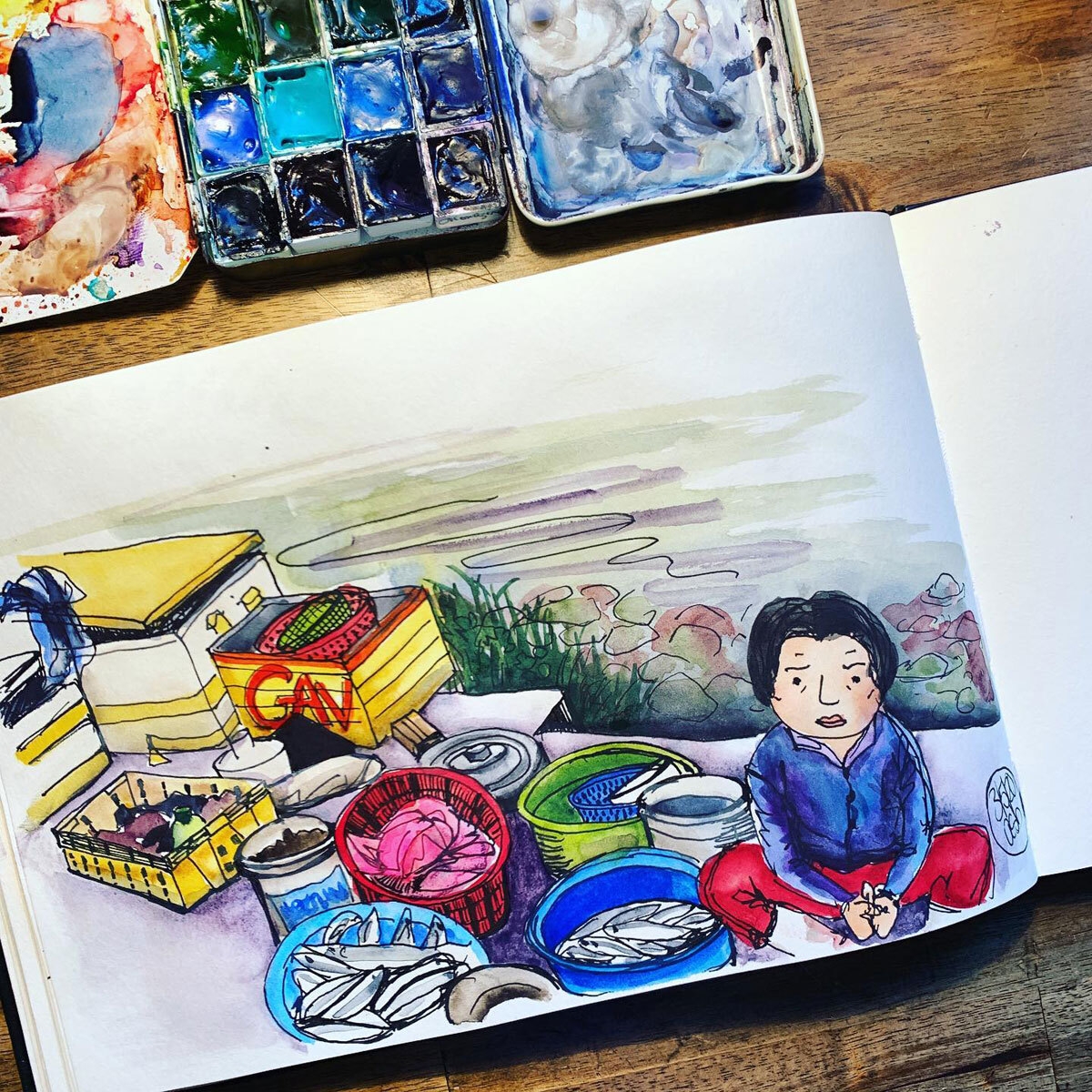 Nữ hoạ sỹ người Úc và hàng chục bức vẽ ký hoạ tuyệt đẹp về Hội An nu hoa sy nguoi uc va hang chuc buc ve ky hoa tuyet dep ve hoi an