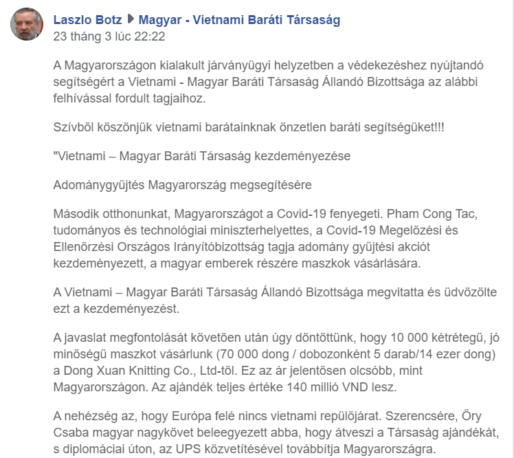 Hội hữu nghị Việt Nam-Hungary quyên góp 140 triệu đồng mua khẩu trang ủng hộ Hungary hoi huu nghi viet nam hungary quyen gop 140 trieu dong mua khau trang ung ho hungary