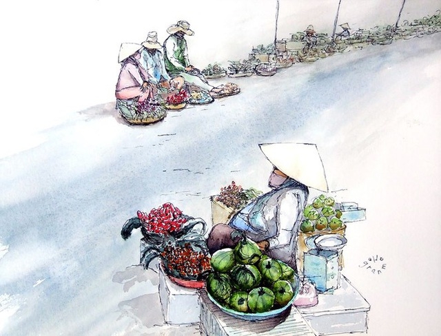 Du khách Pháp vẽ tranh về vẻ đẹp dọc miền đất nước hình chữ S du khach phap gui thong diep suc khoe giua mua covid 19 qua 8 buc tranh ve viet nam