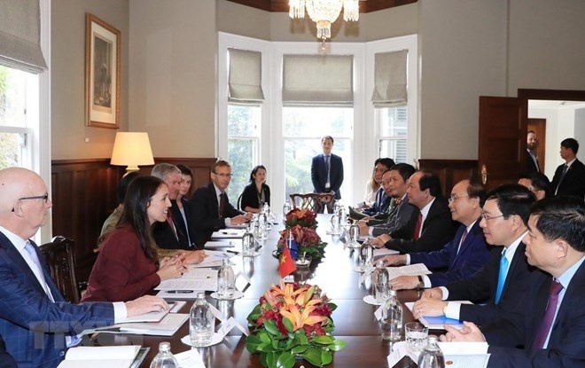 Thủ tướng New Zealand Jacinda Ardern hội đàm với Thủ tướng Nguyễn Xuân Phúc trong chuyến thăm New Zealand, tháng 3/2018 (Ảnh: TTXVN) thu tuong new zealand jacinda ardern hoi dam voi thu tuong nguyen xuan phuc trong chuyen tham new zealand thang 32018 anh ttxvn