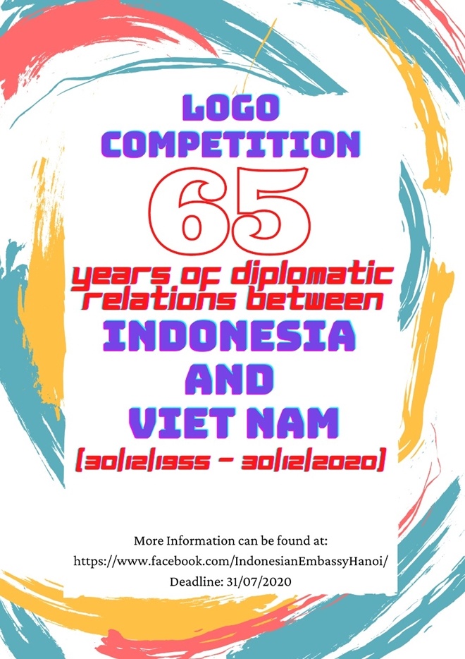 Thời hạn nhận bài thi thiết kế logo kỷ niệm 65 năm thiết lập quan hệ ngoại giao Việt Nam-Indonesia bắt đầu từ 00h00 ngày 01/7/2020 đến 24h ngày 31/7/2020. thoi han nhan bai thi thiet ke logo ky niem 65 nam thiet lap quan he ngoai giao viet nam indonesia bat dau tu 00h00 ngay 0172020 den 24h ngay 3172020
