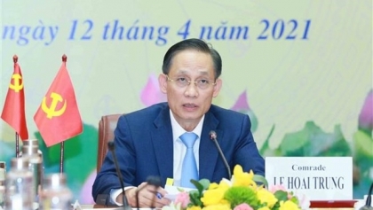 向中国共产党通报越共十三大结果的视频会议