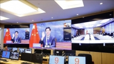 越南国会主席王廷惠与中国全国人大常委会委员长栗战书举行视频会谈