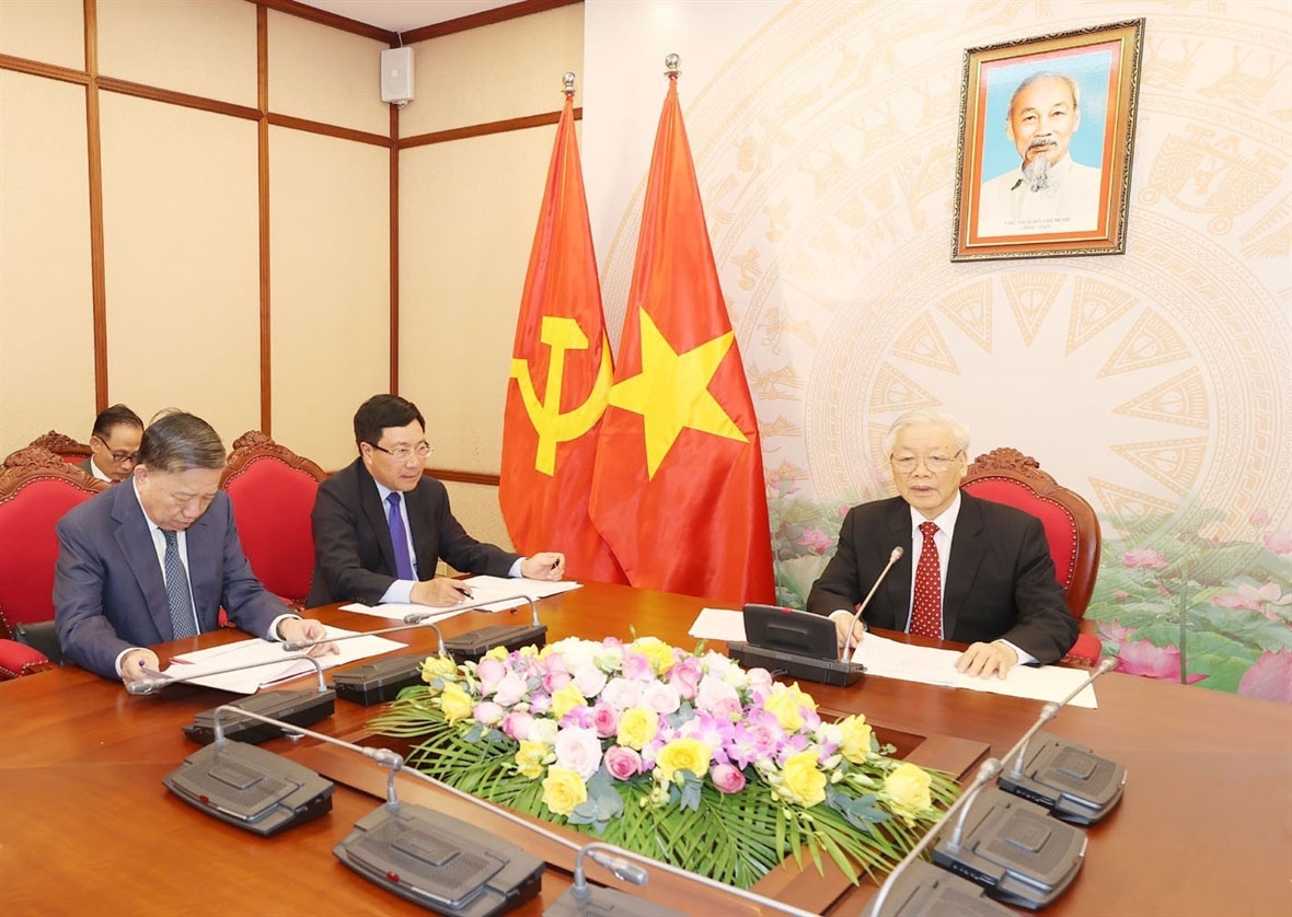 Bản in : 越共中央总书记阮富仲与中共中央总书记、国家主席习近平通电话 | Vietnam+ (VietnamPlus)