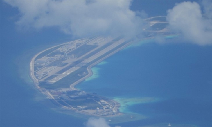 中国在长沙群岛某个实体非法填海造岛。 中国在长沙群岛某个实体非法填海造岛。