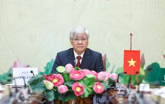 越共中央书记处书记、越南祖国阵线中央委员会主席杜文战。 越共中央书记处书记、越南祖国阵线中央委员会主席杜文战。
