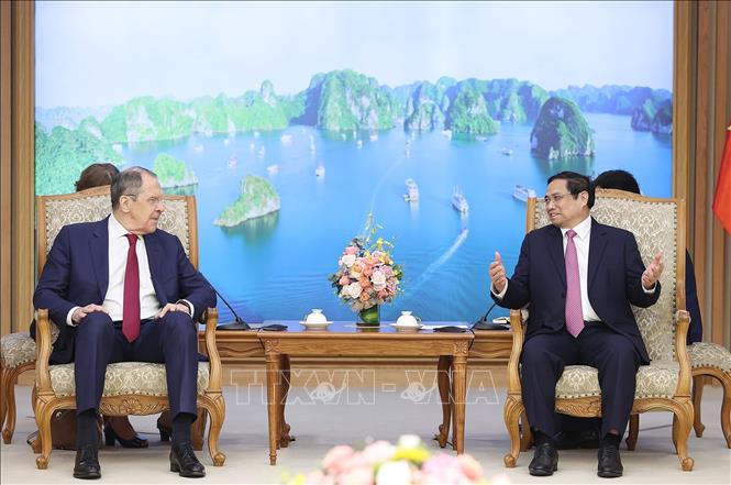 Thủ tướng Phạm Minh Chính tiếp Bộ trưởng Ngoại giao Nga Sergey Lavrov Chú thích ảnh