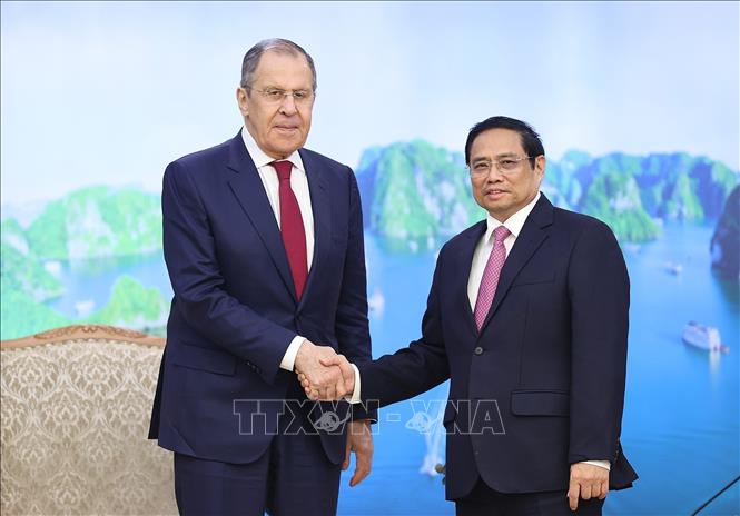 Thủ tướng Phạm Minh Chính tiếp Bộ trưởng Ngoại giao Nga Sergey Lavrov Chú thích ảnh