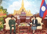 ຄະນະຜູ້ແທນກະຊວງປ້ອງກັນປະເທດຫວຽດນາມ ອວຍພອນ 75 ປີແຫ່ງວັນສ້າງຕັ້ງກອງທັບປະຊາຊົນລາວ