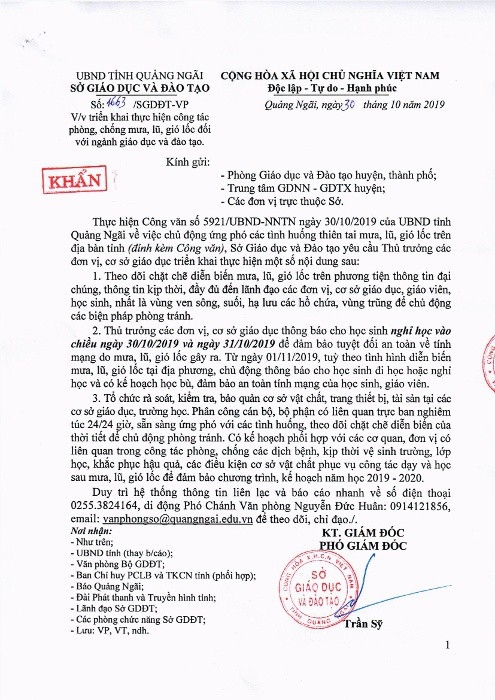 Ảnh hưởng bão số 5, học sinh ở Quảng Ngãi được nghỉ học anh huong bao so 5 hoc sinh o quang ngai duoc nghi hoc