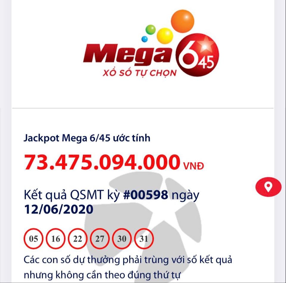 Kết quả xổ số Vietlott Mega 6 45 tối 12 6 2020 Hé lộ người vừa trúng hơn 68 tỉ đồng ket qua xo so vietlott mega 645 toi 1262020 he lo nguoi vua trung hon 68 ti dong