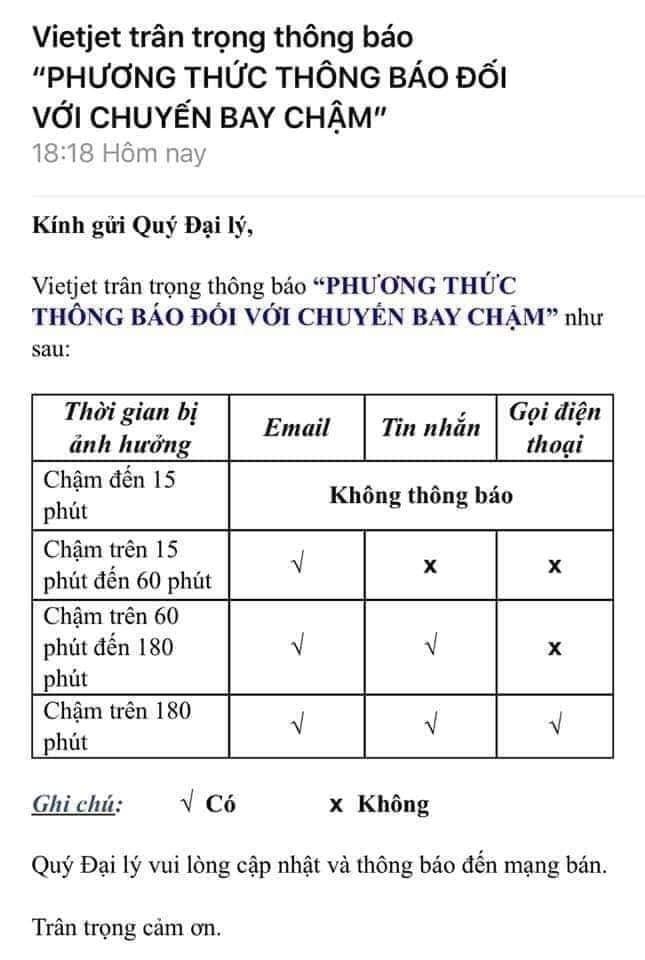 Hàng không giá rẻ: Delay dưới 1 giờ khách không được nhắn tin thông báo hang khong gia re delay duoi 1 gio khach se khong duoc nhan tin thong bao
