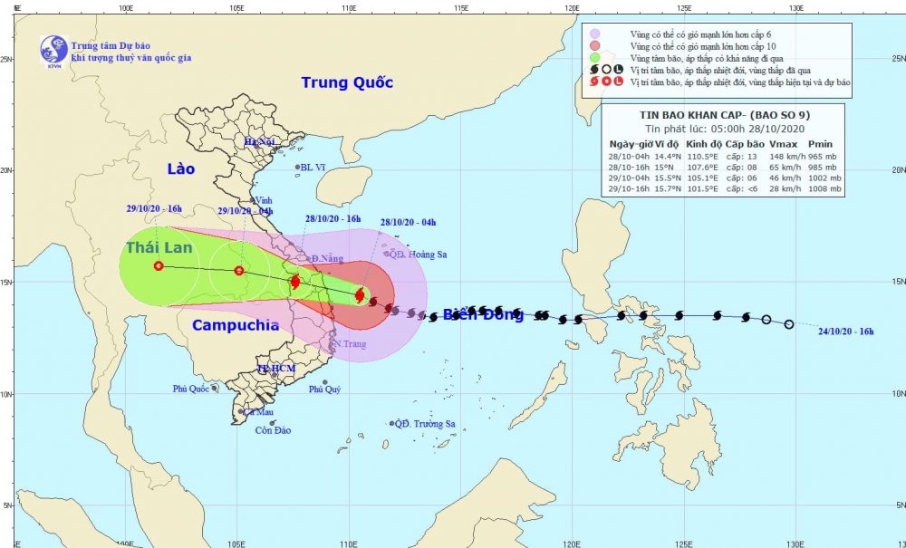 Bão số 9 (Molave) cách Phú Yên 180km, gió giật cấp 16 Bão số 9 (Molave) cách Phú Yên 180km, gió giật cấp 16