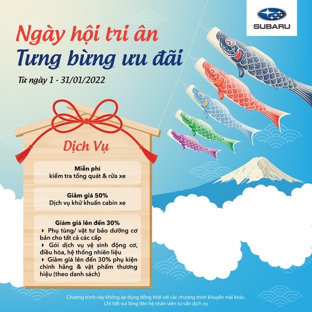 Khách hàng mua xe Subaru sẽ nhận loạt ưu đãi đặc biệt Khách hàng mua xe Subaru sẽ nhận loạt ưu đãi đặc biệt