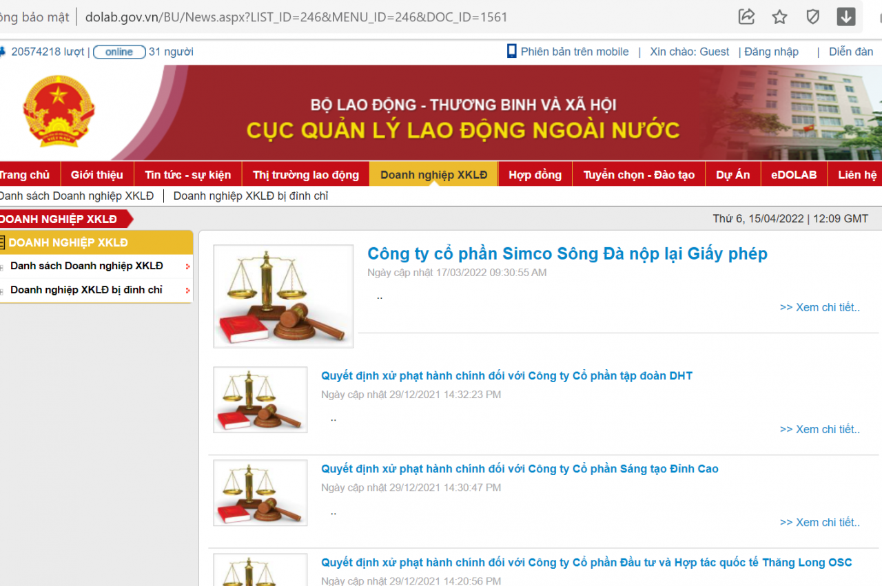 Tra cứu các doanh nghiệp xuất khẩu lao động được cấp phép để tránh công ty "ma" Tra cứu các doanh nghiệp xuất khẩu lao động được cấp phép để tránh công ty "ma"