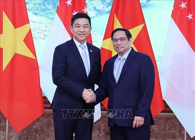 Thủ tướng Phạm Minh Chính tiếp Chủ tịch Quốc hội Singapore Tan Chuan-Jin Chú thích ảnh