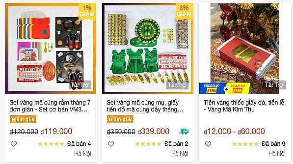 Rằm tháng 7: Vàng mã được giao bán online Rằm tháng 7: Vàng mã được giao bán online