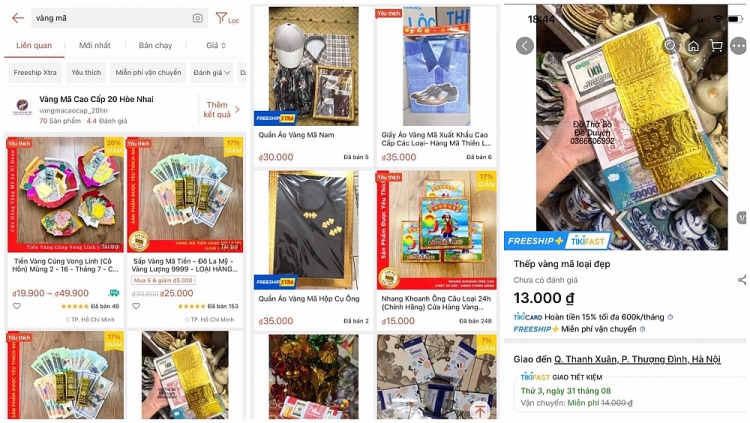 Rằm tháng 7: Vàng mã được giao bán online Rằm tháng 7: Vàng mã được giao bán online