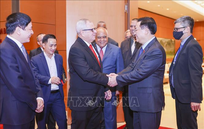 Chủ tịch Quốc hội Vương Đình Huệ tiếp Tổng Thư ký Quốc hội và Hội đồng Nhà nước Cuba Chú thích ảnh