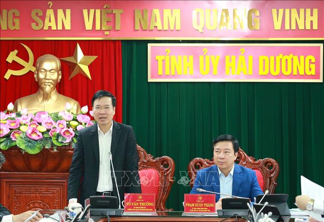 Thường trực Ban Bí thư Võ Văn Thưởng làm việc với Ban Thường vụ Tỉnh uỷ Hải Dương Thường trực Ban Bí thư Võ Văn Thưởng làm việc với Ban Thường vụ Tỉnh uỷ Hải Dương