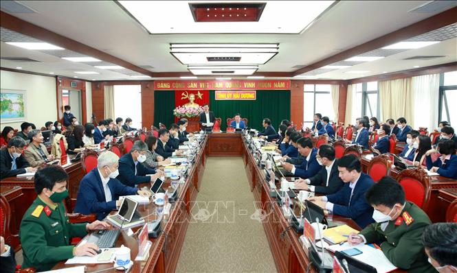 Thường trực Ban Bí thư Võ Văn Thưởng làm việc với Ban Thường vụ Tỉnh uỷ Hải Dương Thường trực Ban Bí thư Võ Văn Thưởng làm việc với Ban Thường vụ Tỉnh uỷ Hải Dương