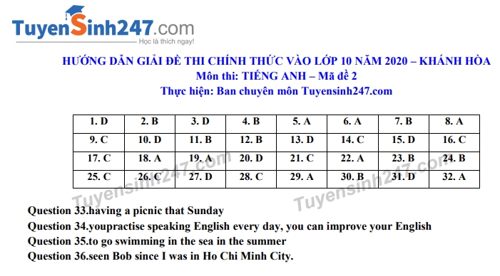 0443 dap an de thi anh van lop 10 vao thpt tinh khanh hoa