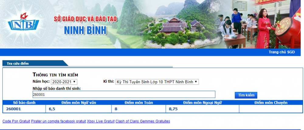 4248 diem tuyen sinh lop 10 vao thpt ninh binh
