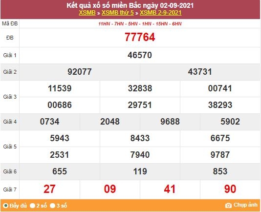 Kết quả XSMB ngày 3/9/2021 - Dự đoán, soi cầu trực tiếp xổ số miền Bắc hôm nay
