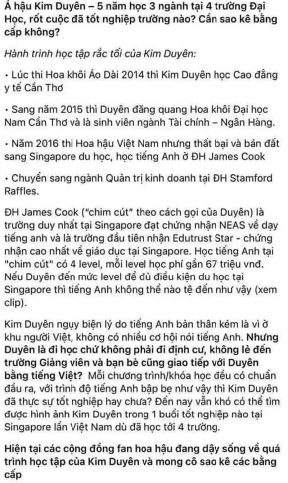 Á hậu Kim Duyên gây 'sốt' khi đổi tới 3 chuyên ngành ở 4 trường đại học trong vài năm Á hậu Kim Duyên gây 'sốt' khi đổi tới 3 chuyên ngành ở 4 trường đại học trong vài năm