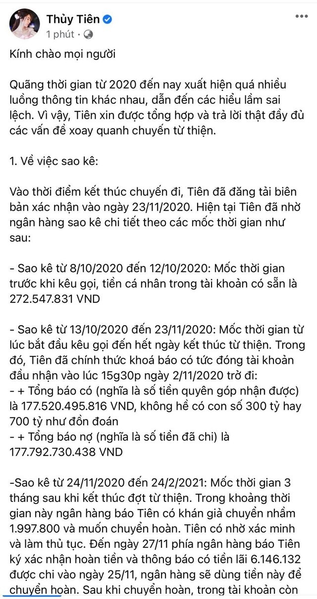 Thủy Tiên chính thức tung 18.000 trang sao kê Thủy Tiên chính thức tung 18.000 trang sao kê