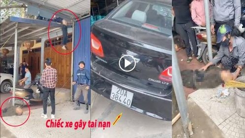 Ô tô lấn làn húc một người bay lên nóc nhà, người còn lại văng xuống rìa đường Ô tô lấn làn húc một người bay lên nóc nhà, người còn lại văng xuống rìa đường